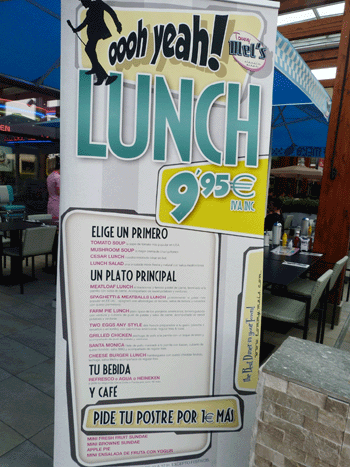 Suculento Lunch por tan 9’95 euros, delicioso también el precio.