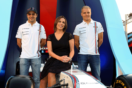 Felipe Massa, Valtteri Bottas y Claire Williams.