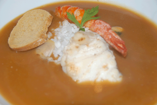 Crema de mariscos al aroma de azafrán