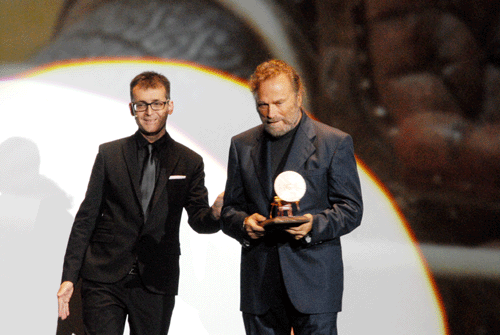 Franco Nero, que hizo su discurso en castellano y los buenos momentos que ha pasado en Sitges, en el rodaje de "A tres bandas" y hace más de 20 años, con la proyección especial de "Camelot"