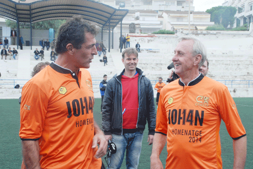 Cruyff recordando viejos tiempos con Rafa Nadal